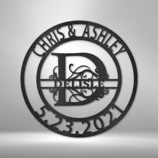 Personalized Elaborate Split Letter Family Wall Art